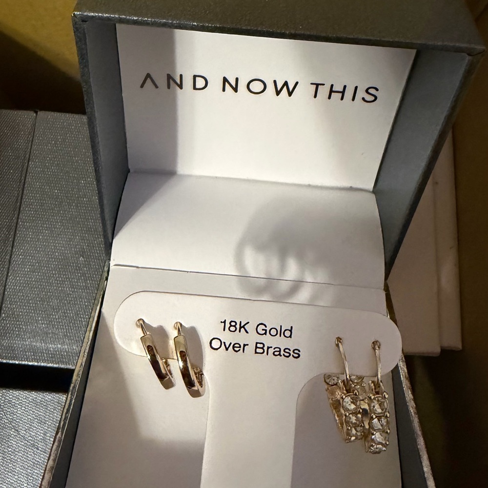 18K Gold Over Brass Women's Earrings Set - Gold